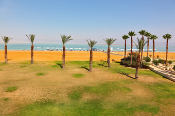 Medical beach in sunny spring day