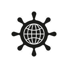 Coronavirus Global Epidemic Pandemic Bacteria Cell Icon, Covid-19 Coronavirus Bacteria, 2019-NCOV Novel Coronavirus Vector Icon