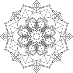 Easy Mandala coloring book simple and basic for beginners, seniors and children. Set of Mehndi flower pattern for Henna drawing and tattoo. Decoration in ethnic oriental, Indian style.