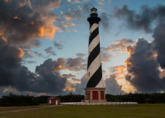 Cape Hatteras Lighthouse on the. Atlantic coast of North Carolina.