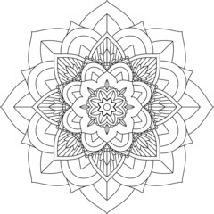 Easy Mandala coloring book simple and basic for beginners, seniors and children. Set of Mehndi flower pattern for Henna drawing and tattoo. Decoration in ethnic oriental, Indian style.