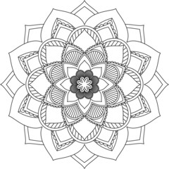 Easy Mandala coloring book simple and basic for beginners, seniors and children. Set of Mehndi flower pattern for Henna drawing and tattoo. Decoration in ethnic oriental, Indian style.