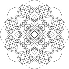 Easy Mandala coloring book simple and basic for beginners, seniors and children. Set of Mehndi flower pattern for Henna drawing and tattoo. Decoration in ethnic oriental, Indian style.