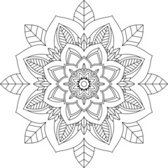 Easy Mandala coloring book simple and basic for beginners, seniors and children. Set of Mehndi flower pattern for Henna drawing and tattoo. Decoration in ethnic oriental, Indian style.