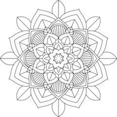 Easy Mandala coloring book simple and basic for beginners, seniors and children. Set of Mehndi flower pattern for Henna drawing and tattoo. Decoration in ethnic oriental, Indian style.