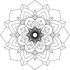 Easy Mandala coloring book simple and basic for beginners, seniors and children. Set of Mehndi flower pattern for Henna drawing and tattoo. Decoration in ethnic oriental, Indian style.