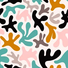 Gardinen Various Abstract shapes. Colorful abstract Seamless pattern. Background, wallpaper. Hand drawn vector illustration. Pastel colors. Perfect for textile prints © Dariia
