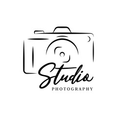Hand drawn camera photography logo studio