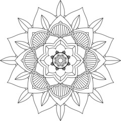 Easy Mandala coloring book simple and basic for beginners, seniors and children. Set of Mehndi flower pattern for Henna drawing and tattoo. Decoration in ethnic oriental, Indian style.