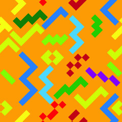 Hipster fashion .Trendy seamless pattern in Memphis style and with different shapes i. Jumble design . Repeating zigzag smooth lines vector background . Cool geometric texture .