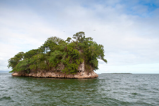 Samana Bay Landscape With Rocky Islet