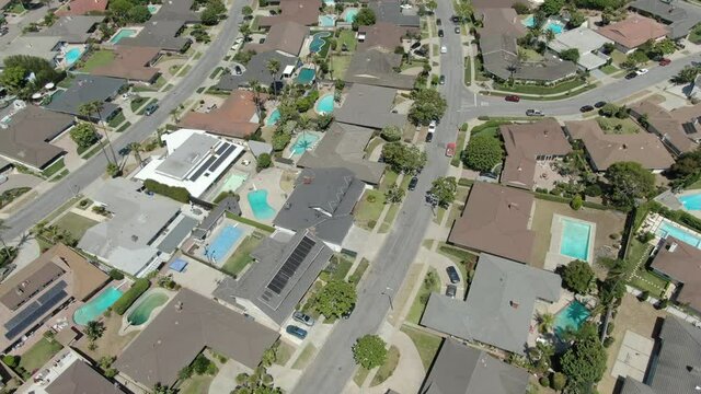 Los Angeles Luxury Homes With Swimming Pools Birds Eye View Aerial Shot Elevate California USA