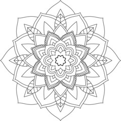 Easy Mandala coloring book simple and basic for beginners, seniors and children. Set of Mehndi flower pattern for Henna drawing and tattoo. Decoration in ethnic oriental, Indian style.