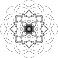 Fototapeta premium Easy Mandala coloring book simple and basic for beginners, seniors and children. Set of Mehndi flower pattern for Henna drawing and tattoo. Decoration in ethnic oriental, Indian style.