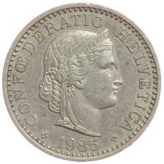 20 Centime Coin from Switzerland Obverse side