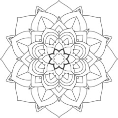 Easy Mandala coloring book simple and basic for beginners, seniors and children. Set of Mehndi flower pattern for Henna drawing and tattoo. Decoration in ethnic oriental, Indian style.