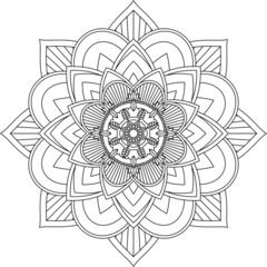 Fototapeta premium Easy Mandala coloring book simple and basic for beginners, seniors and children. Set of Mehndi flower pattern for Henna drawing and tattoo. Decoration in ethnic oriental, Indian style.