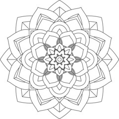 Fototapeta premium Easy Mandala coloring book simple and basic for beginners, seniors and children. Set of Mehndi flower pattern for Henna drawing and tattoo. Decoration in ethnic oriental, Indian style.
