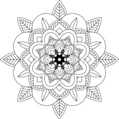 Easy Mandala coloring book simple and basic for beginners, seniors and children. Set of Mehndi flower pattern for Henna drawing and tattoo. Decoration in ethnic oriental, Indian style.