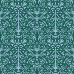 Vector ornamental floral doodle seamless pattern background.