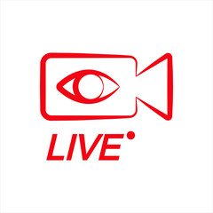 Live video icon, icon live streaming on white background color editable
