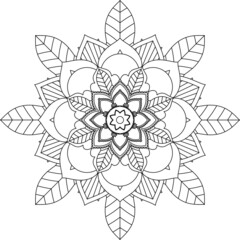 Easy Mandala coloring book simple and basic for beginners, seniors and children. Set of Mehndi flower pattern for Henna drawing and tattoo. Decoration in ethnic oriental, Indian style.