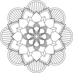 Easy Mandala coloring book simple and basic for beginners, seniors and children. Set of Mehndi flower pattern for Henna drawing and tattoo. Decoration in ethnic oriental, Indian style.