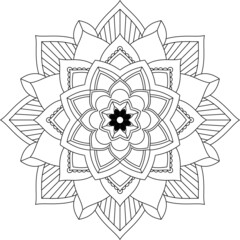 Easy Mandala coloring book simple and basic for beginners, seniors and children. Set of Mehndi flower pattern for Henna drawing and tattoo. Decoration in ethnic oriental, Indian style.