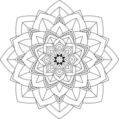 Easy Mandala coloring book simple and basic for beginners, seniors and children. Set of Mehndi flower pattern for Henna drawing and tattoo. Decoration in ethnic oriental, Indian style.
