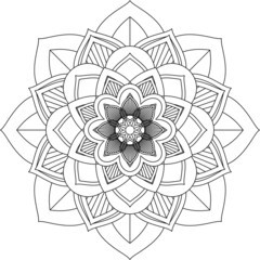 Easy Mandala coloring book simple and basic for beginners, seniors and children. Set of Mehndi flower pattern for Henna drawing and tattoo. Decoration in ethnic oriental, Indian style.