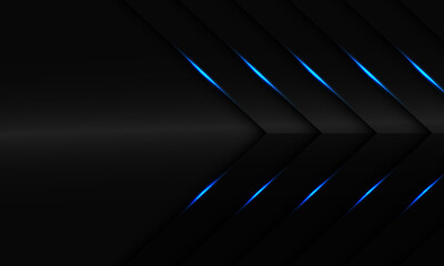 Abstract blue light on dark grey metallic arrow with blank space design modern futuristic background vector illustration.