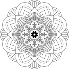 Easy Mandala coloring book simple and basic for beginners, seniors and children. Set of Mehndi flower pattern for Henna drawing and tattoo. Decoration in ethnic oriental, Indian style.