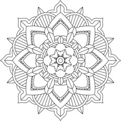 Easy Mandala coloring book simple and basic for beginners, seniors and children. Set of Mehndi flower pattern for Henna drawing and tattoo. Decoration in ethnic oriental, Indian style.