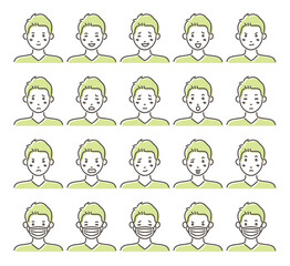 男性の表情イラスト20点セット