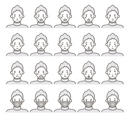 男性の表情イラスト20点セット