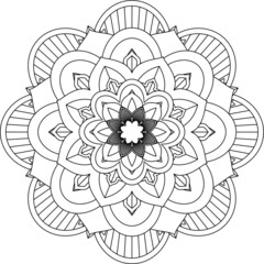 Easy Mandala coloring book simple and basic for beginners, seniors and children. Set of Mehndi flower pattern for Henna drawing and tattoo. Decoration in ethnic oriental, Indian style.