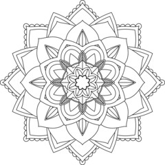 Easy Mandala coloring book simple and basic for beginners, seniors and children. Set of Mehndi flower pattern for Henna drawing and tattoo. Decoration in ethnic oriental, Indian style.