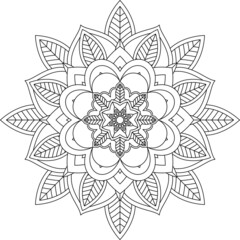 Easy Mandala coloring book simple and basic for beginners, seniors and children. Set of Mehndi flower pattern for Henna drawing and tattoo. Decoration in ethnic oriental, Indian style.