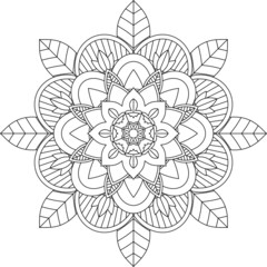 Easy Mandala coloring book simple and basic for beginners, seniors and children. Set of Mehndi flower pattern for Henna drawing and tattoo. Decoration in ethnic oriental, Indian style.