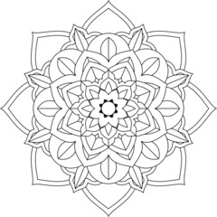 Easy Mandala coloring book simple and basic for beginners, seniors and children. Set of Mehndi flower pattern for Henna drawing and tattoo. Decoration in ethnic oriental, Indian style.