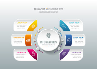 Vector elements for infographics. presentation and chart. steps or processes. 
options number workflow template design.6 steps. 