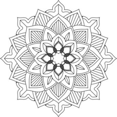 Easy Mandala coloring book simple and basic for beginners, seniors and children. Set of Mehndi flower pattern for Henna drawing and tattoo. Decoration in ethnic oriental, Indian style.