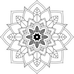 Easy Mandala coloring book simple and basic for beginners, seniors and children. Set of Mehndi flower pattern for Henna drawing and tattoo. Decoration in ethnic oriental, Indian style.