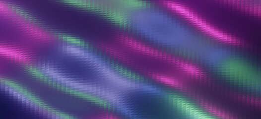 3D render pink green blue polygonal waves modern techno background