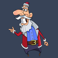 cartoon cheerful smiling man dressed as Santa Claus
