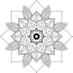Easy Mandala coloring book simple and basic for beginners, seniors and children. Set of Mehndi flower pattern for Henna drawing and tattoo. Decoration in ethnic oriental, Indian style.