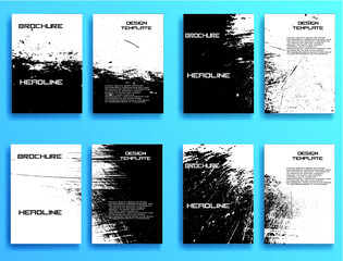 Grunge Black and White Distress Texture . Vector Illustration. Set of Flyer Templates. Collection of Brochure Design . Abstract Modern Background .
