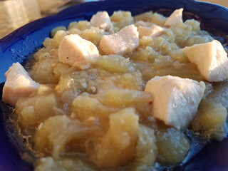 squeezed aubergine with chicken breast
