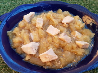 squeezed aubergine with chicken breast