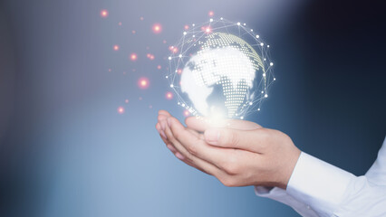 Business people are using innovative technology. Mixed media, digital concepts and connecting the world.